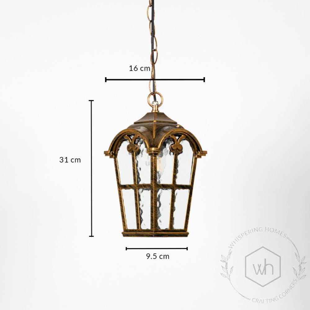 Industrial Outdoor Hanging Light - Gold Dimensions