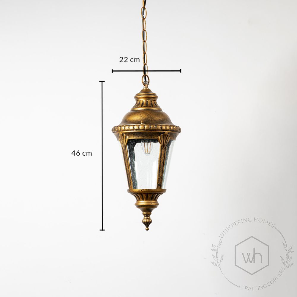 Traditional Outdoor Hanging Lamp - Gold Dimensions