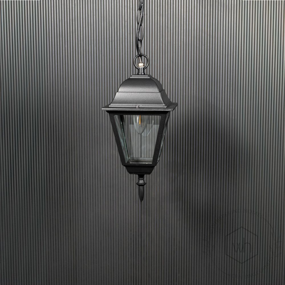 Mid-Century Outdoor Hanging Light - Small Light Off Black Background