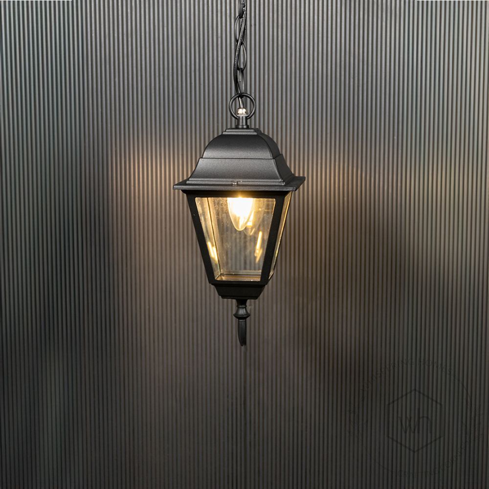 Mid-Century Outdoor Hanging Light - Small Light On Black Background