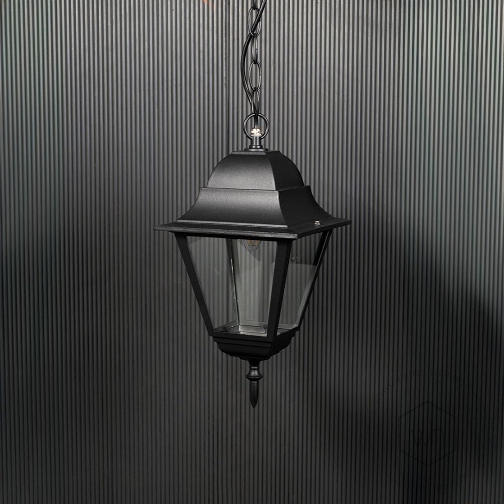 Mid-Century Outdoor Hanging Light - Large Light Off Black Background