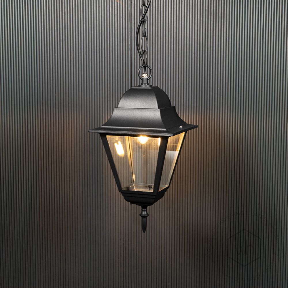 Mid-Century Outdoor Hanging Light - Large Light On Black Background