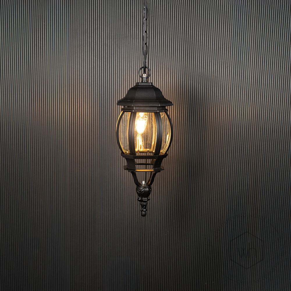 Pumpkin Outdoor Pendant Light - Small Light On Black Background