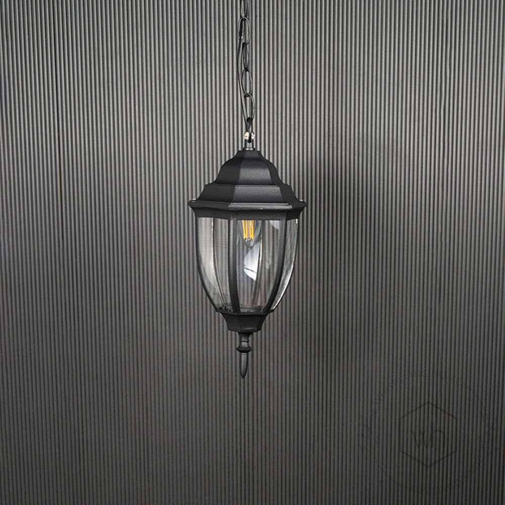 Augusta Outdoor Hanging Light - Small Light Off Black Background