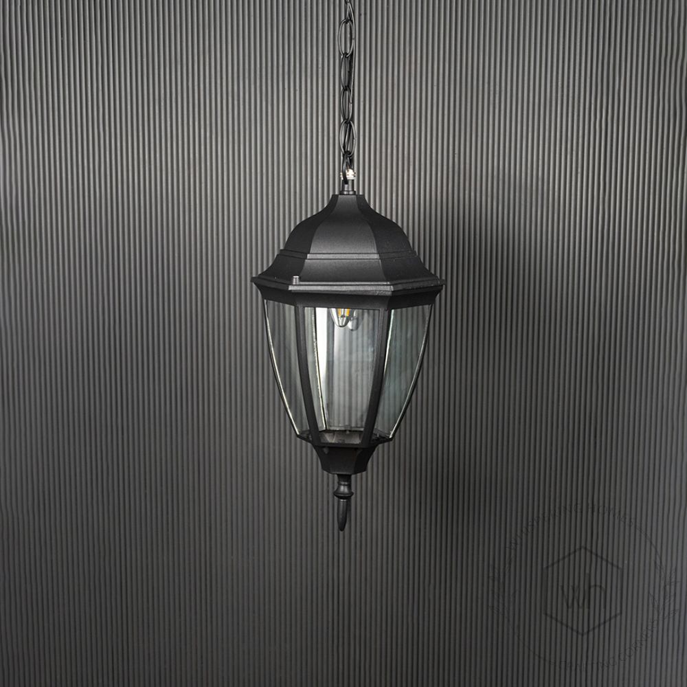 Augusta Outdoor Hanging Light - Large Light Off Black Background