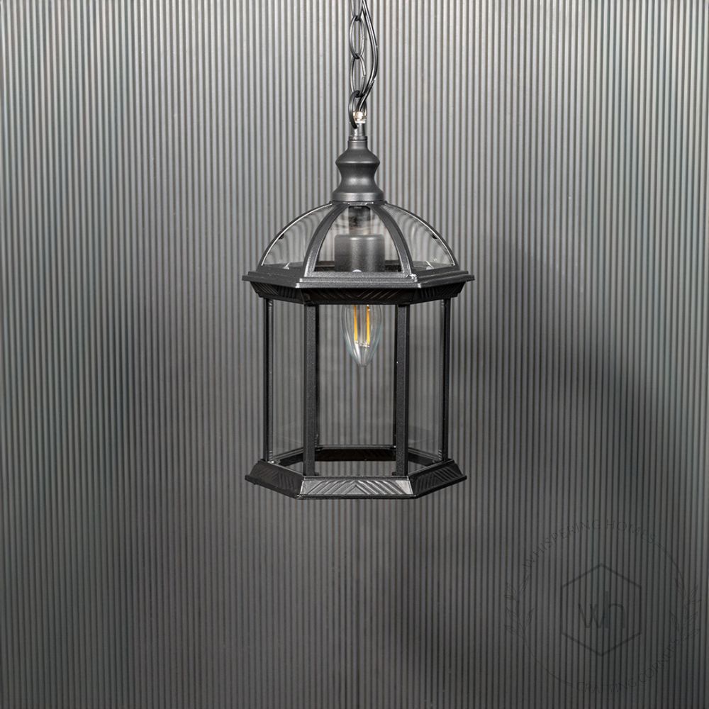 Chinese Outdoor Hanging Lamp Light Off Black Background