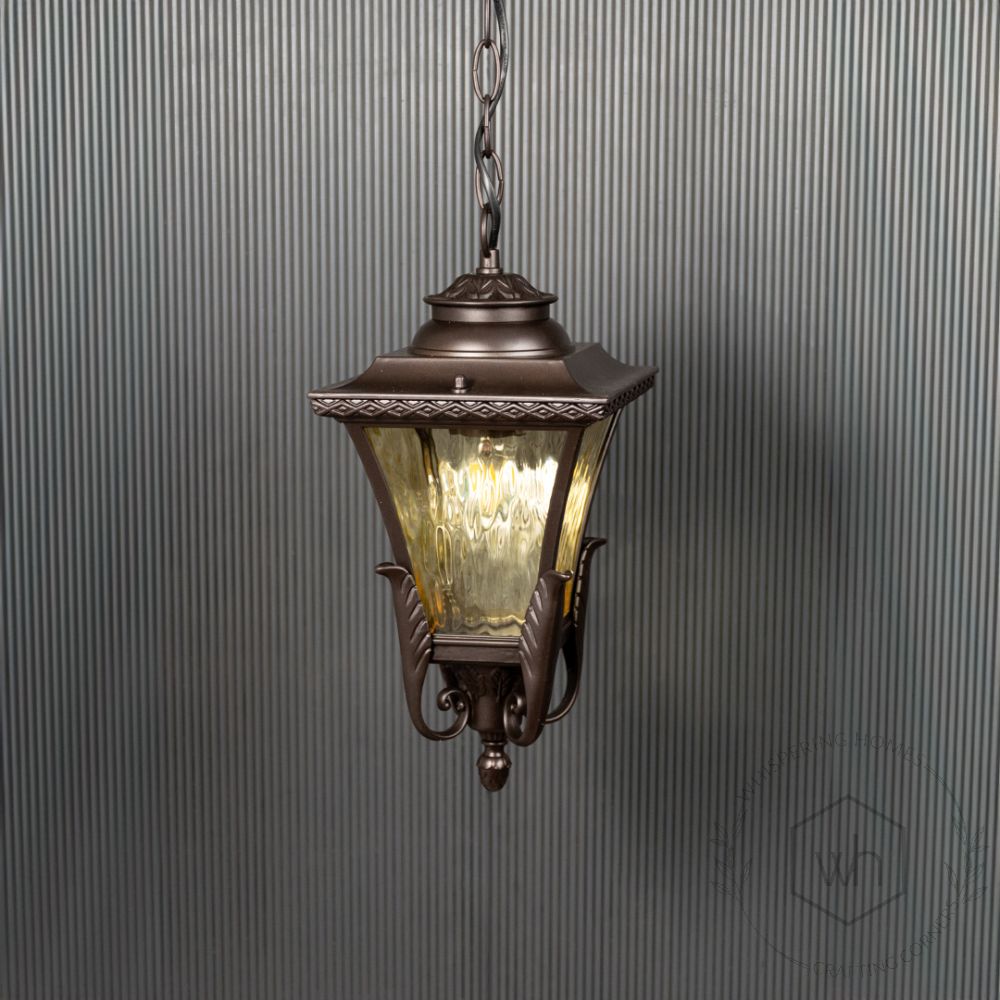 Adda Outdoor Hanging Light - Dark Brown Light Off Black Background