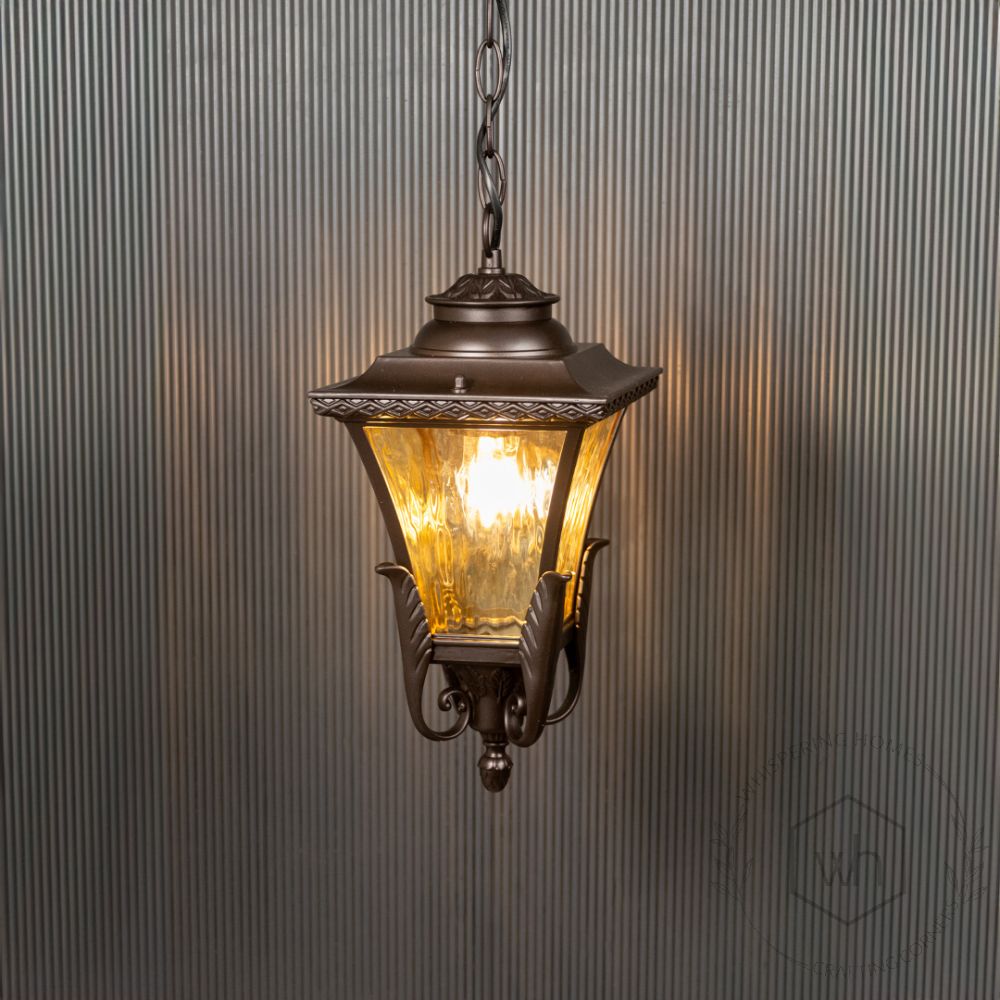 Adda Outdoor Hanging Light - Dark Brown Light On Black Background