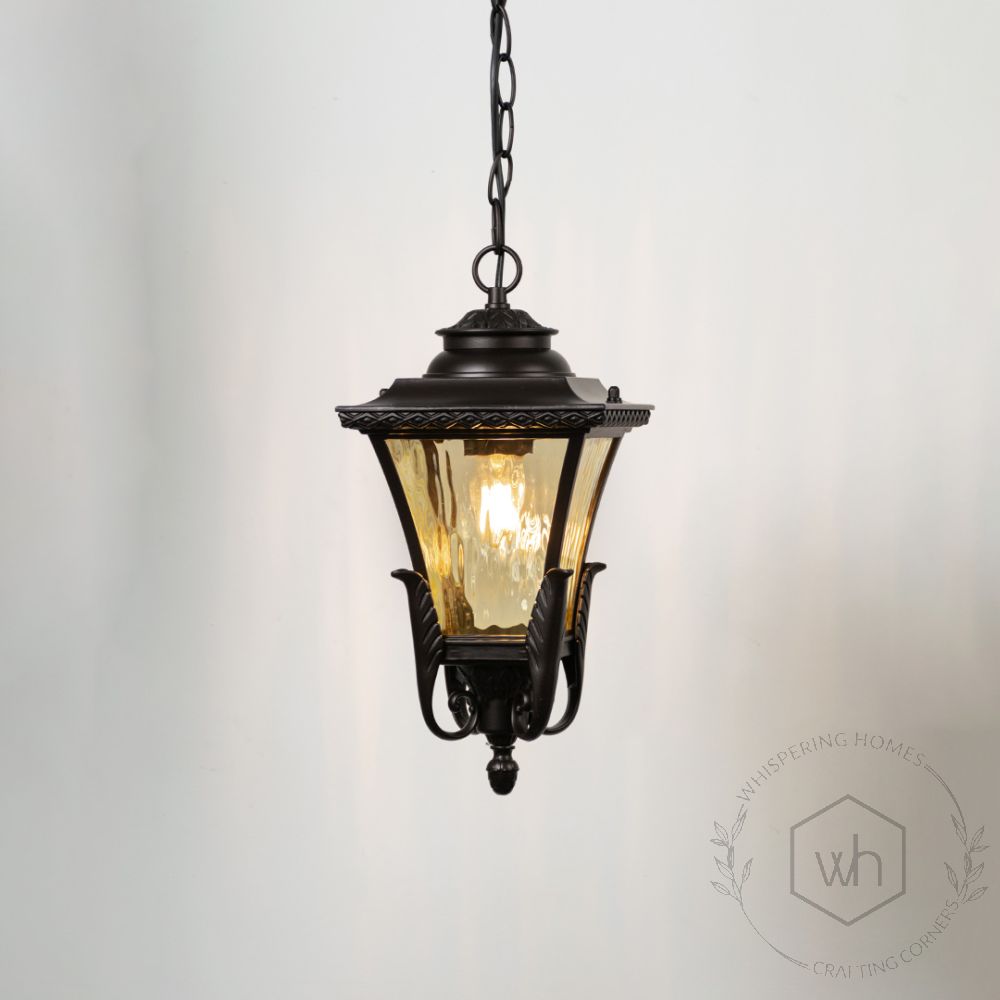 Adda Outdoor Hanging Light - Dark Brown Light On White Background