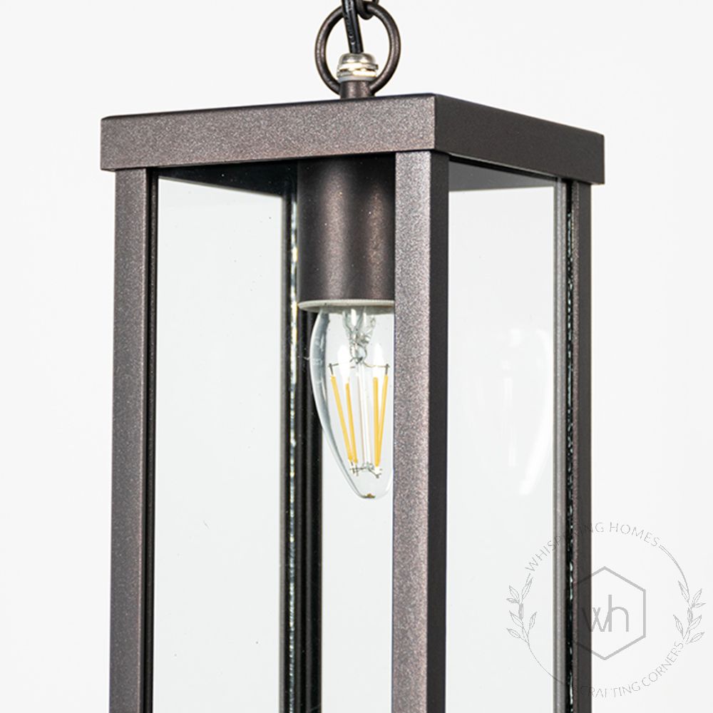 Outdoor Porch Hanging Light - Dark Brown Closeup