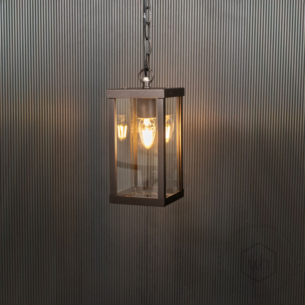 Outdoor Porch Hanging Light - Dark Brown Light On Black Background