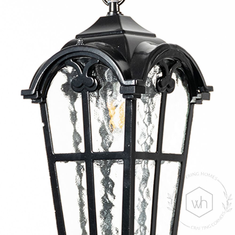 Arts Outdoor Porch Hanging Light - Black Closeup