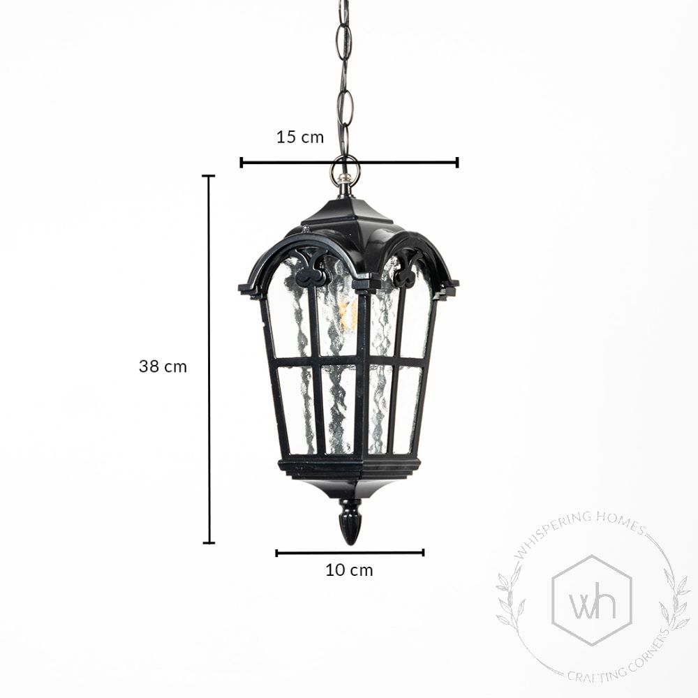 Arts Outdoor Porch Hanging Light - Black Dimensions