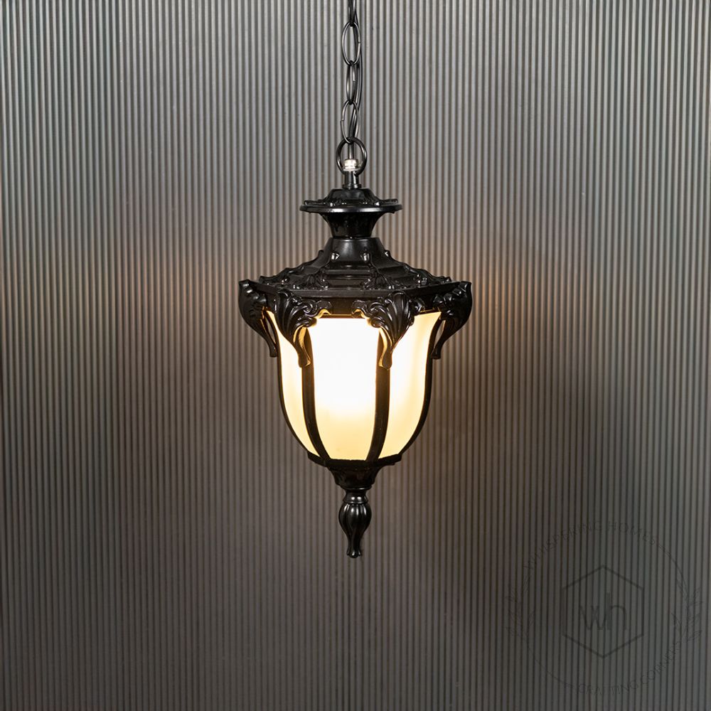 Vintage Outdoor Pendant Light - Black Light On Black Background