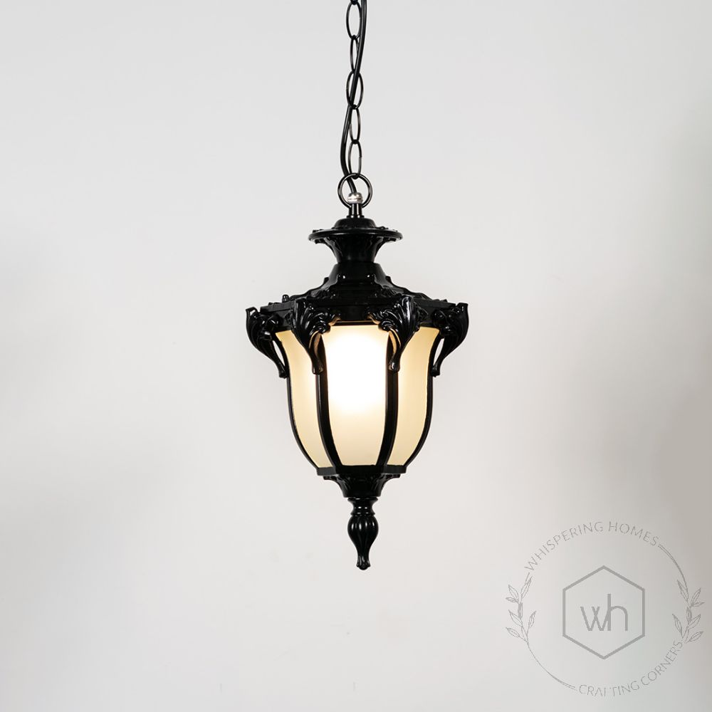 Vintage Outdoor Pendant Light - Black Light On White Background