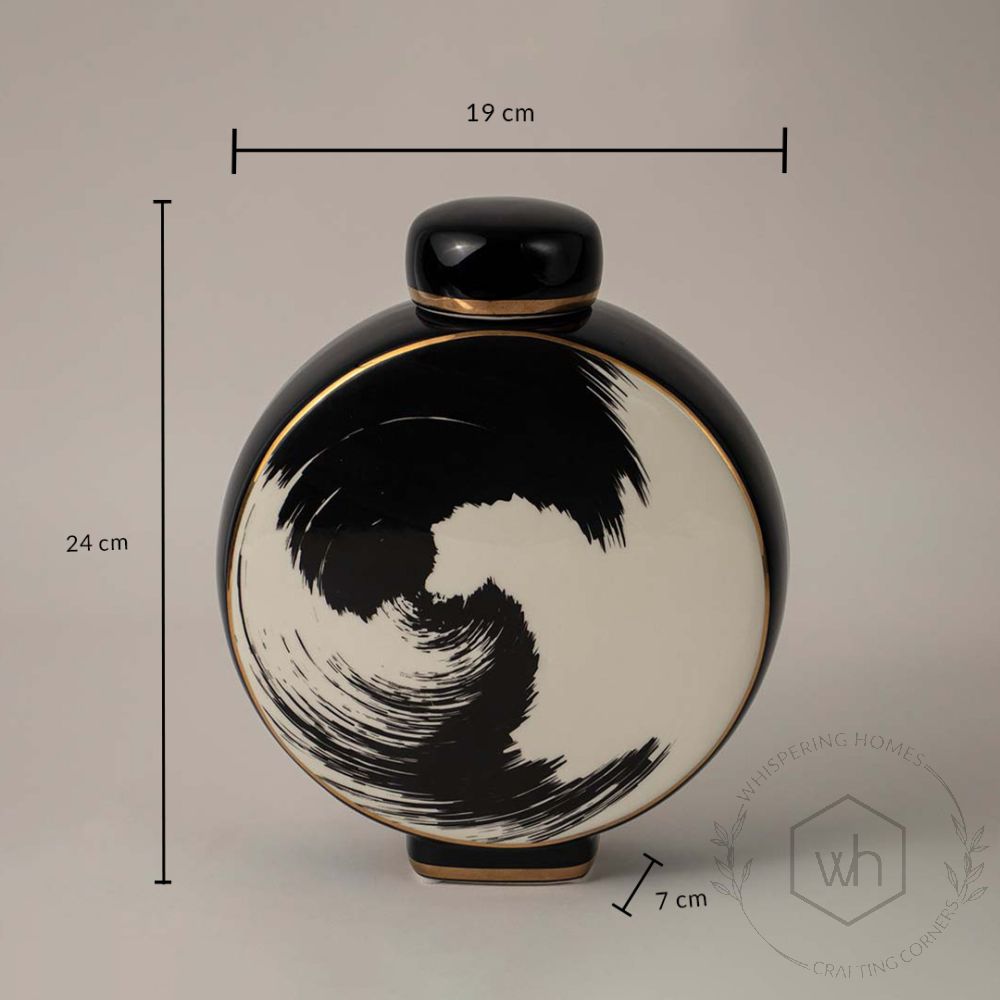 Wave Black & White Ceramic Jar Dimensions