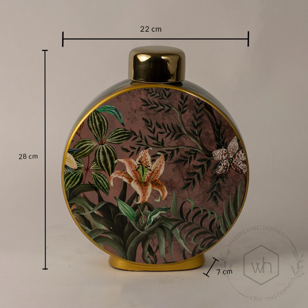 Floral Ceramic Jar - Small Dimensions