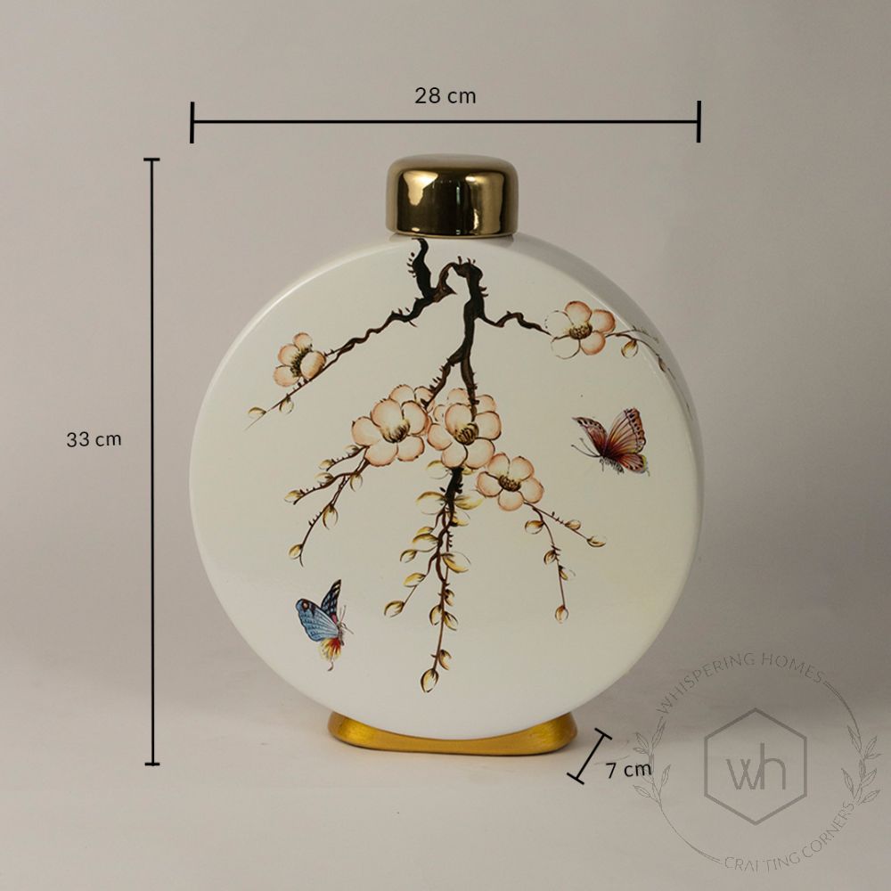 Ceramic Jar Magpie Pattern - Large Dimensions