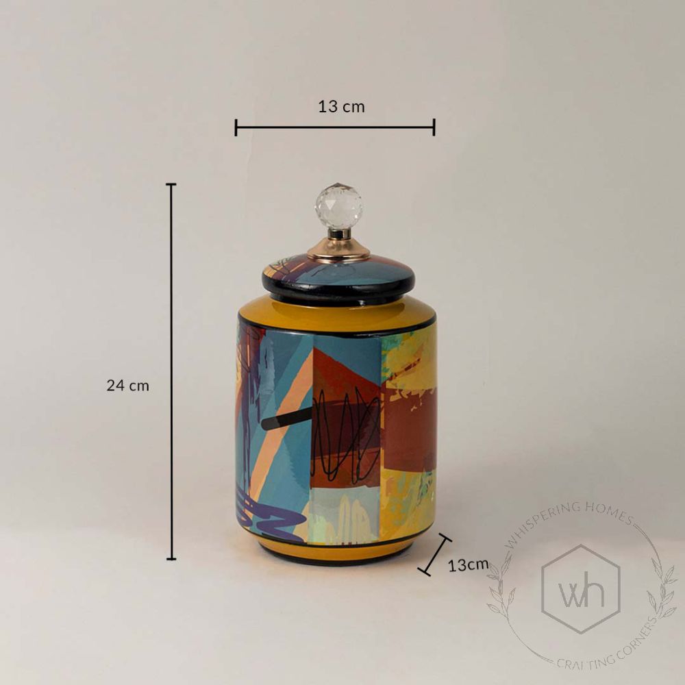 Geometric Pattern Ceramic Jar - Small Dimensions