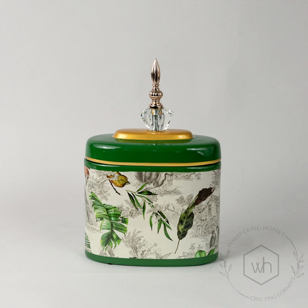 Tropical Leaves Jar - Small White Background