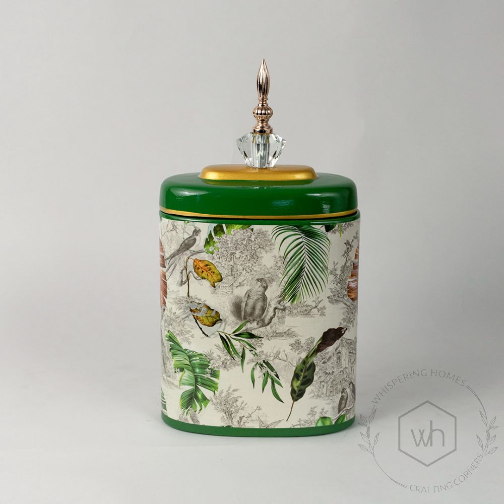 Tropical Leaves Jar - Medium White Background