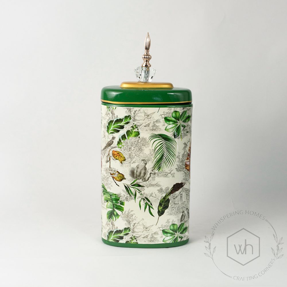 Tropical Leaves Jar - Large White Background