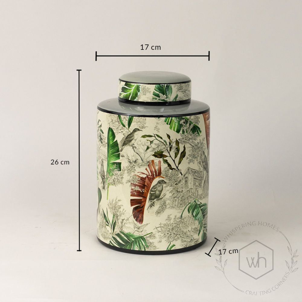 Green Ceramic Jar with Lid - Small Dimensions