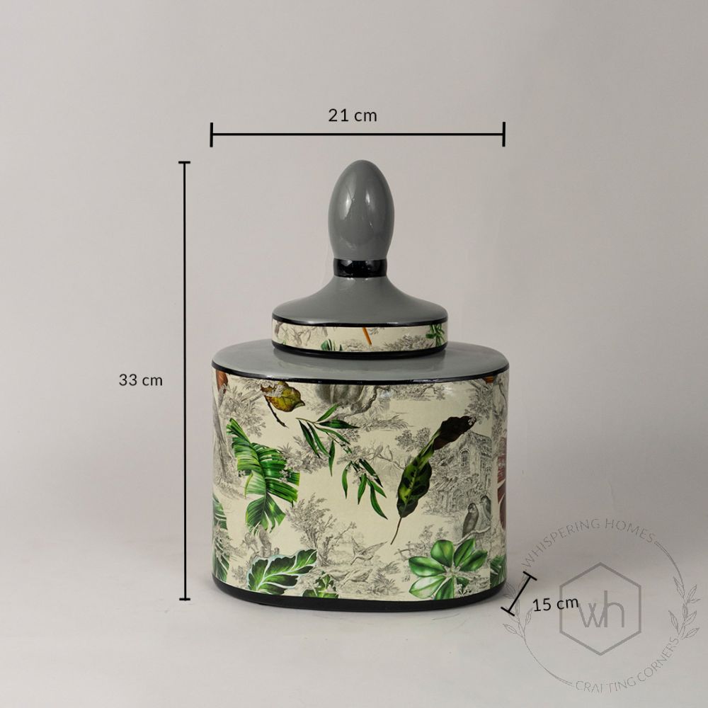 Leaf Pattern with Lid Jar - Small Dimensions