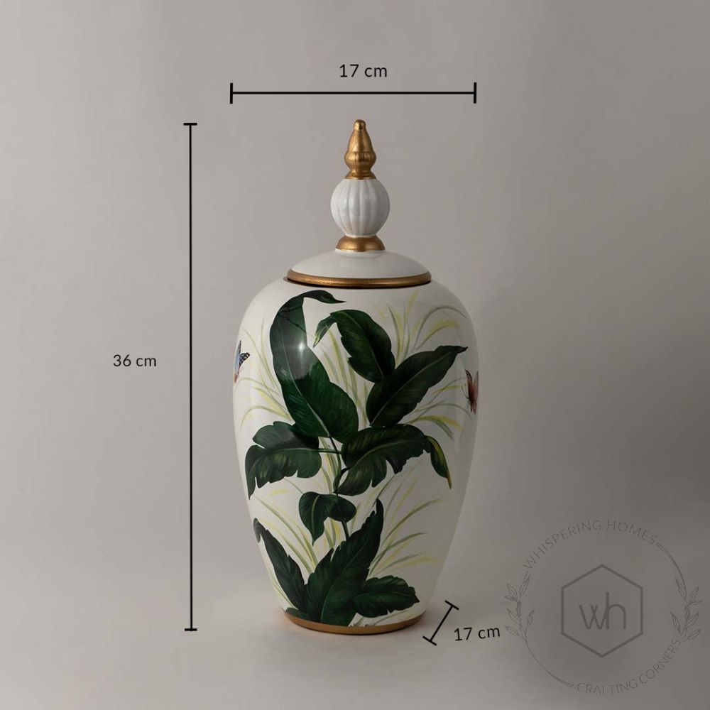 Pater Green Ceramic Jar - Large Dimensions