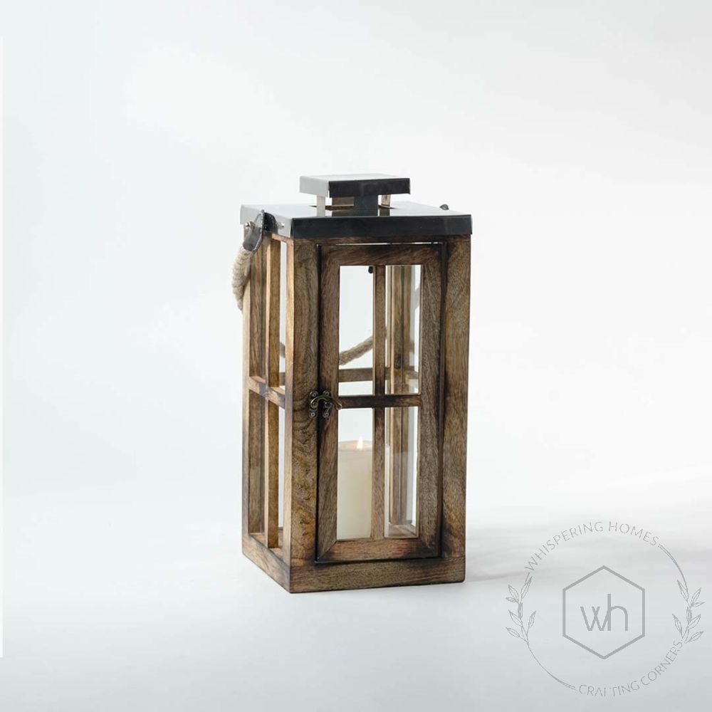 Ozigo Wooden Lantern Medium Light On White Background