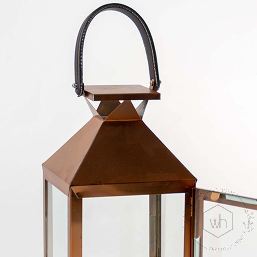 Claire Metal Lantern Rose Gold - Large Closeup