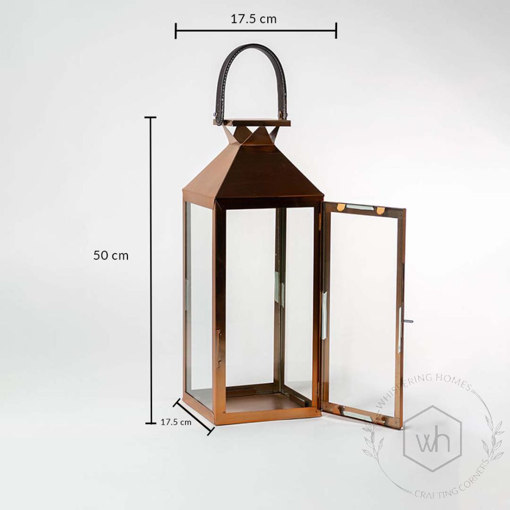 Claire Metal Lantern Rose Gold - Large Dimensions