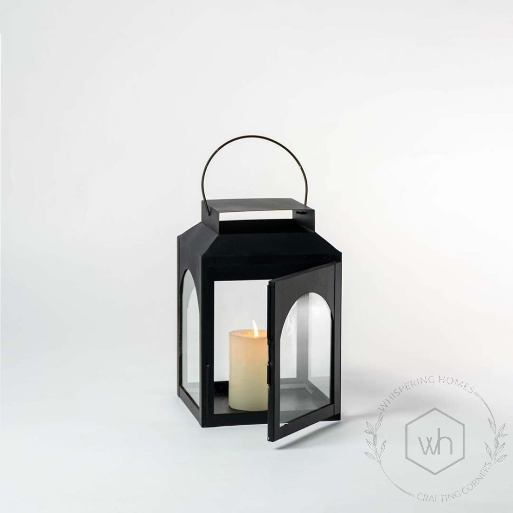 Ebony Black Lantern - Small Light On White Background-1