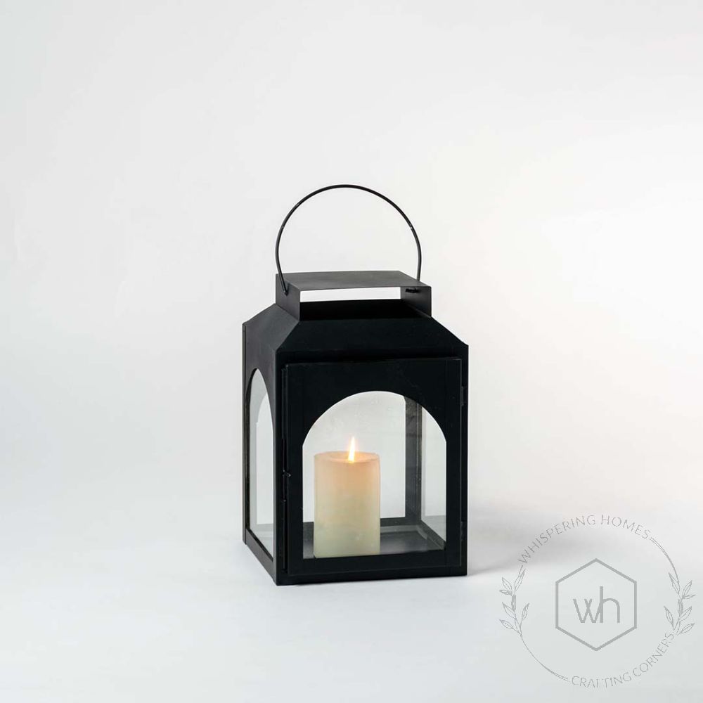 Ebony Black Lantern - Small Light On White Background