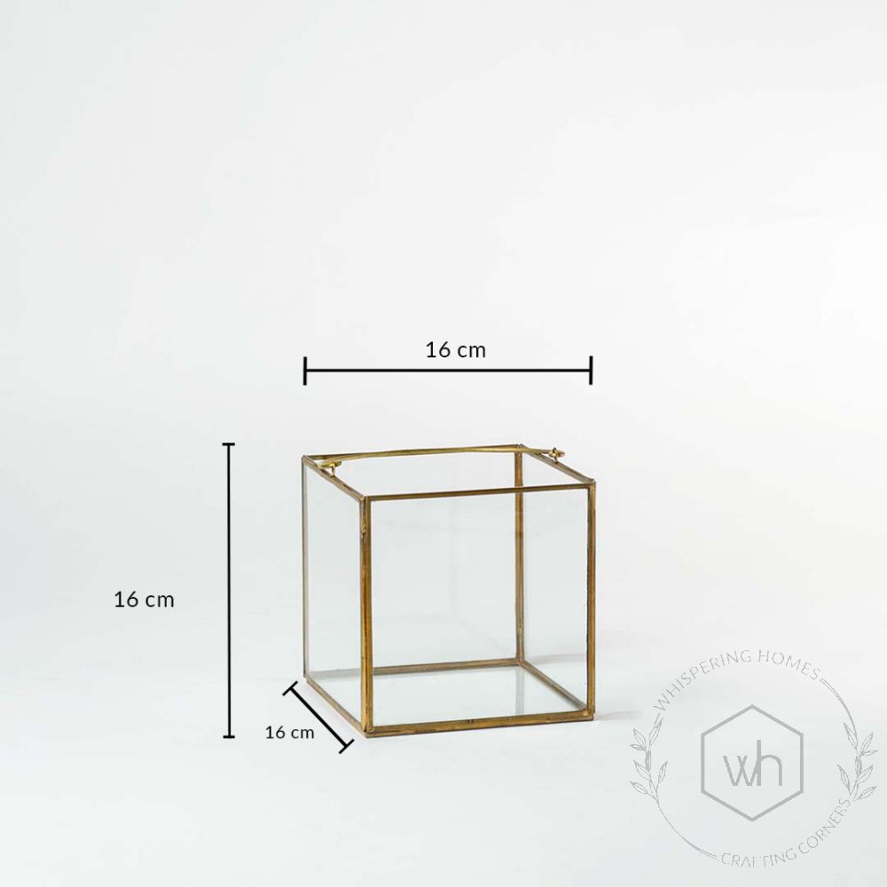 De Flores Modern Square Glass Candle Holder - Small Dimensions