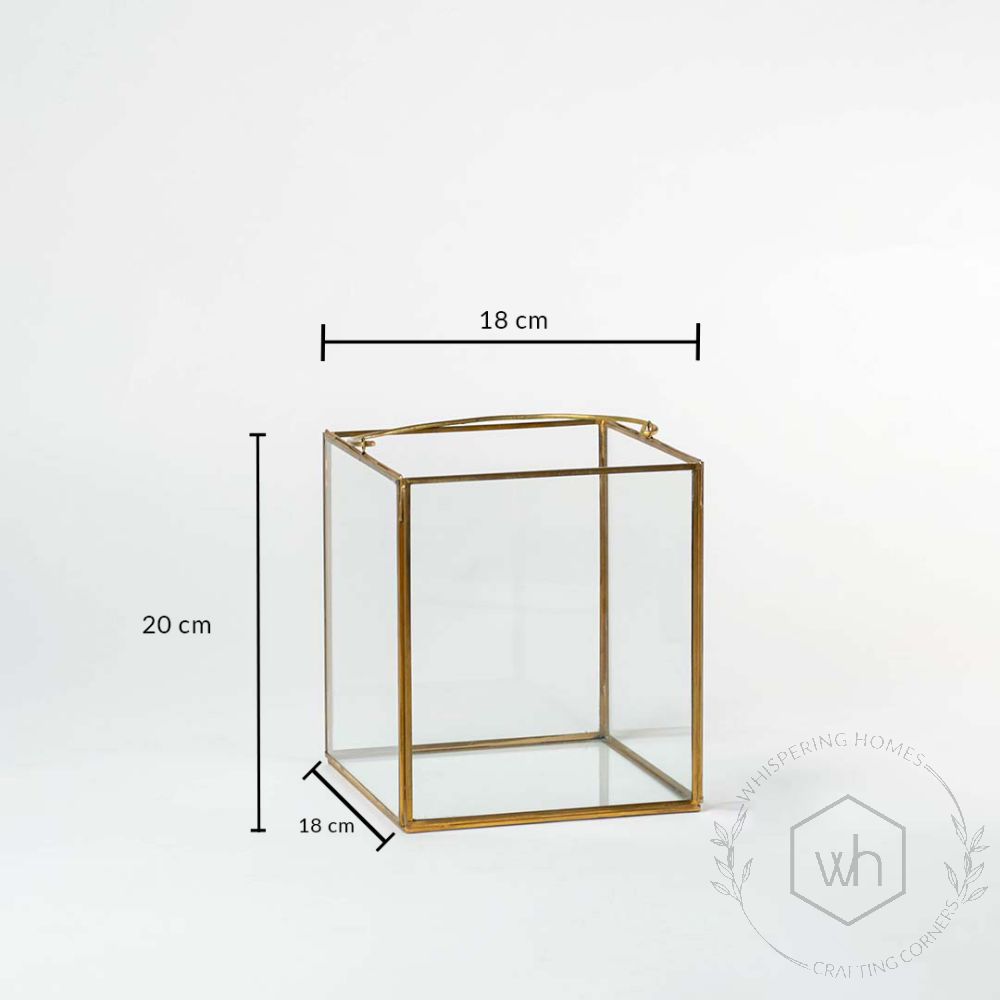 De Flores Modern Square Glass Candle Holder - Medium Dimensions