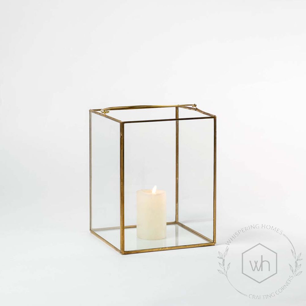 De Flores Modern Square Glass Candle Holder - Large Light On White Background