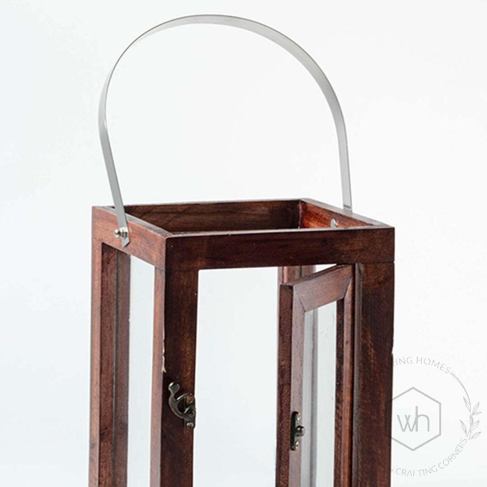 Fibrous Brown Wooden Lantern - Small Closeup