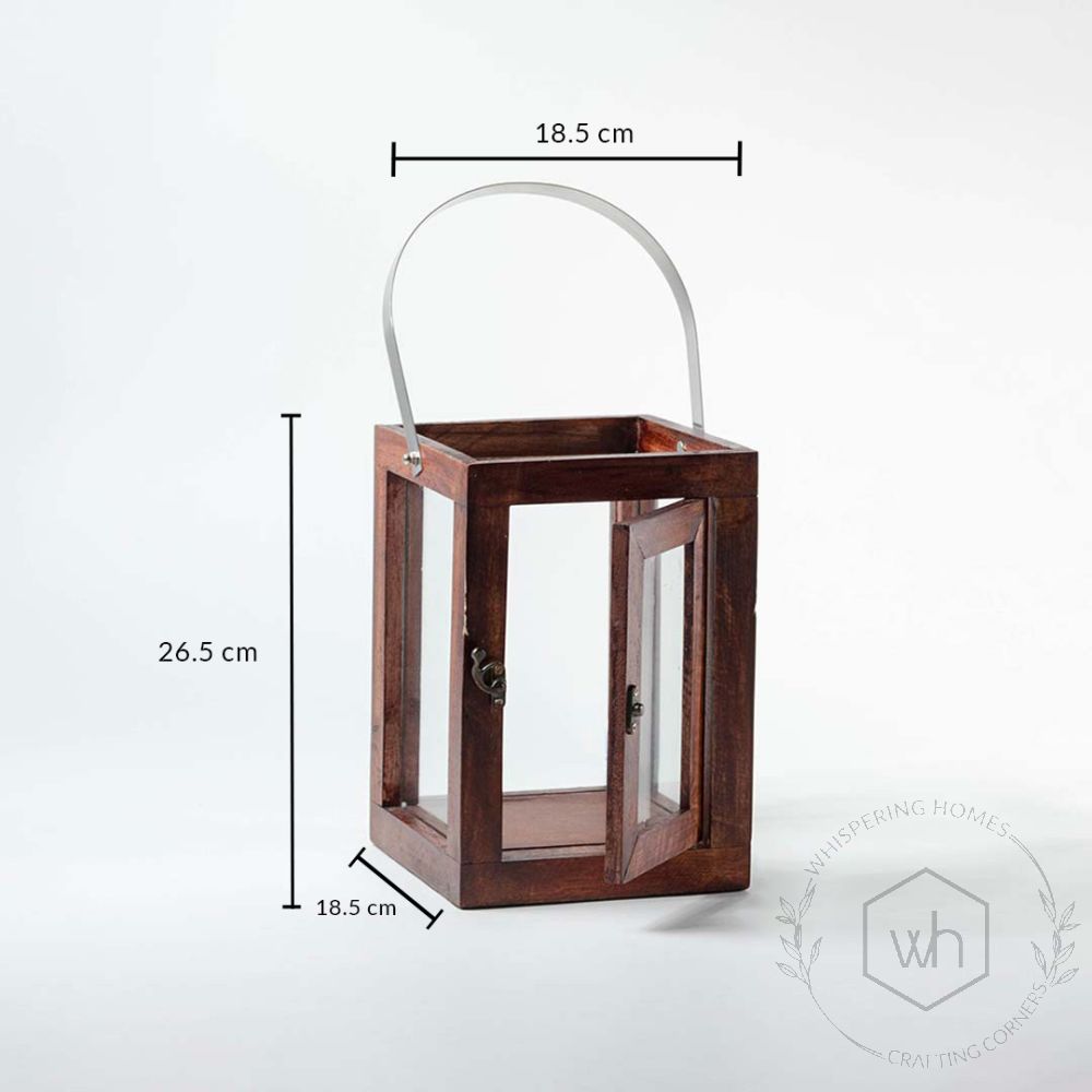 Fibrous Brown Wooden Lantern - Small Dimensions