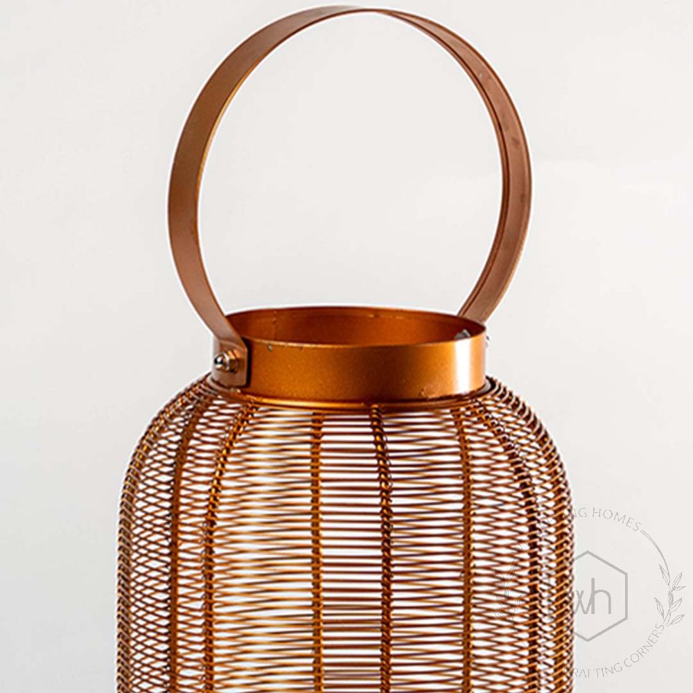 Rose Gold Constellation Stainless Steel Wired Tealight Lantern - Medium