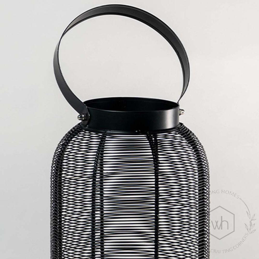 Matte Black Constellation Stainless Steel Wired Tealight Lantern - Large