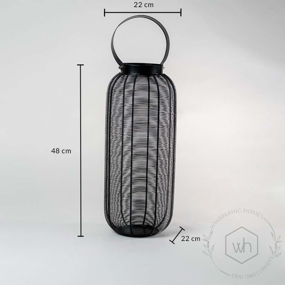 Matte Black Constellation Stainless Steel Wired Tealight Lantern - Large