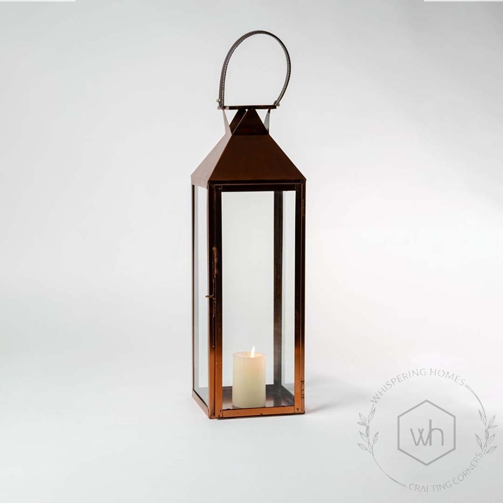 Claire Lantern Rose Gold - Extra Large Light On White Background