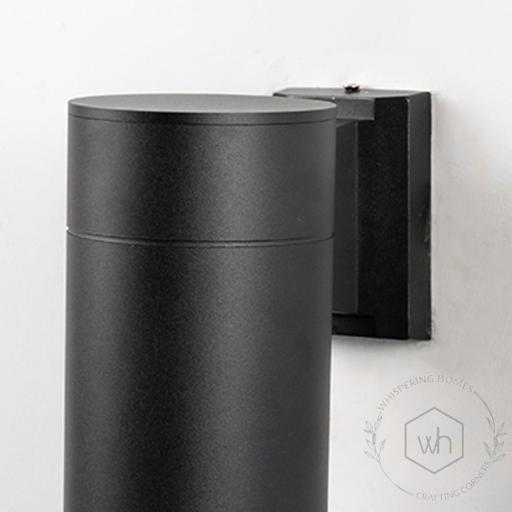 Cylindrical Wall Light Black Closeup