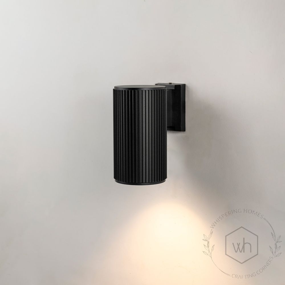 Ribbed Cylindrical Wall Light - Small Light On White Background