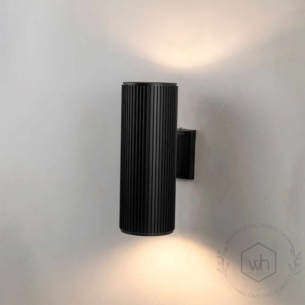 Ribbed Cylindrical Wall Light - Large Light On White Background