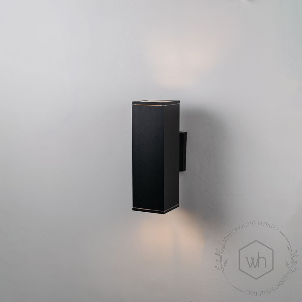 Box Outdoor Wall Light- Black Light On White Background