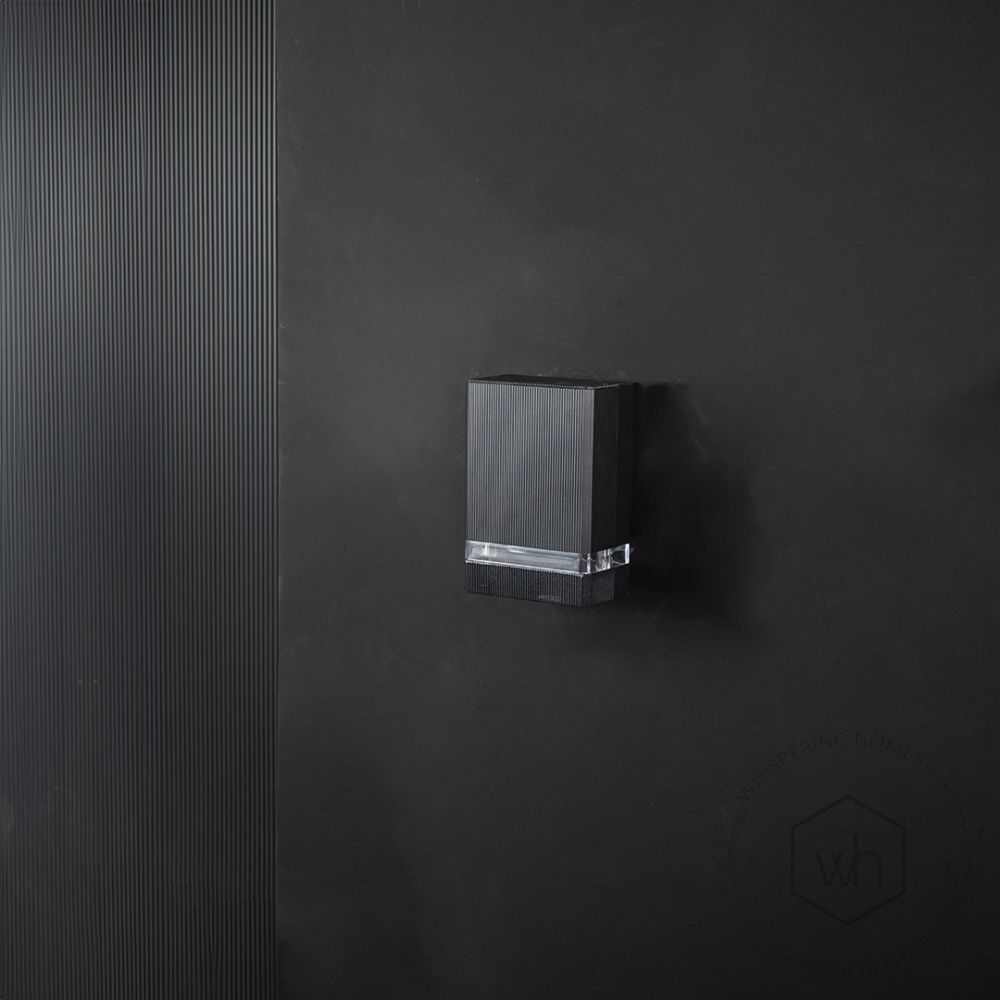 Modern Outdoor Wall Light - Black Light Off Black Background