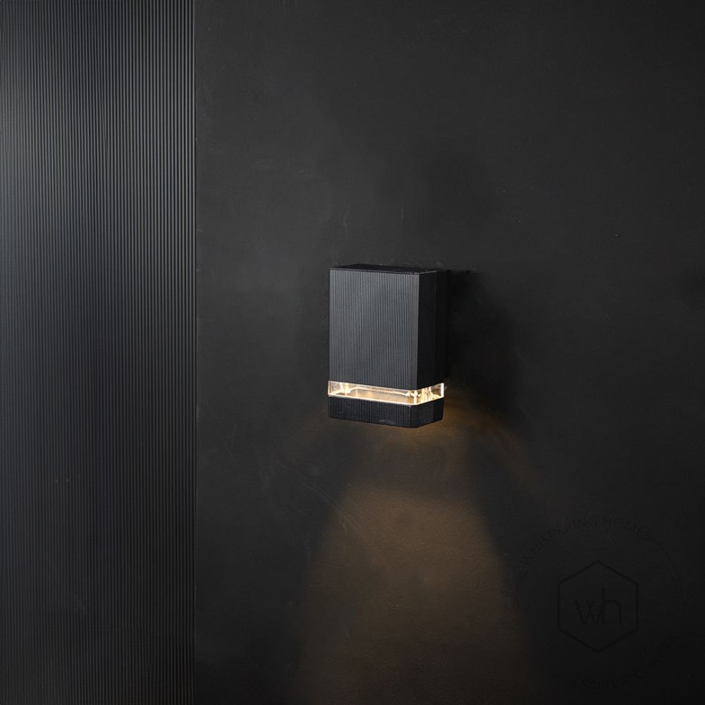 Modern Outdoor Wall Light - Black Light On Black Background