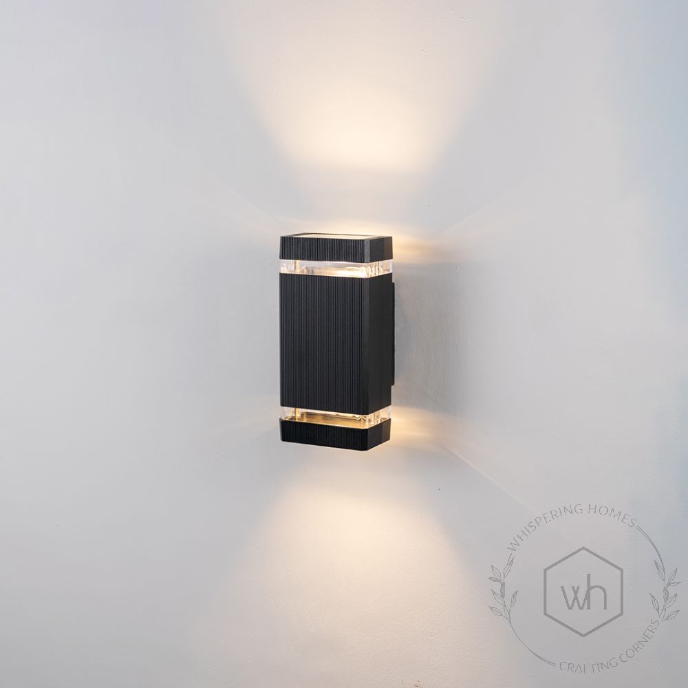 Up-Down Outdoor Wall Light - Black Light On White Background